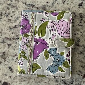Vera Bradley Passport Holder in Purple, Blue, Green on Grey Softcover